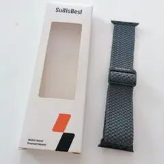 コンパチブル アップルウォッチ バンド 編み込み 伸縮性 グレー