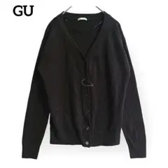 GU ウォッシャブルニットカーディガン【S】長袖 羽織り Ｖネック オフィス 黒