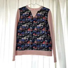MSGM ニット 刺繍ニット 着物風 花柄ニット ピンクニット