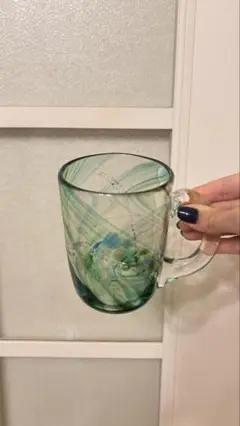 新品未使用　Yokohama Glass ガラスマグ グリーン・ブルー 横濱硝子