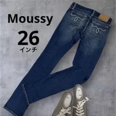 【マウジー】Moussy★スキニーデニムパンツ★26インチ★ラベル牛革★ジーンズ