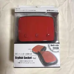 車 充電器 3連シガーソケット 2USB 赤色 willcom ③