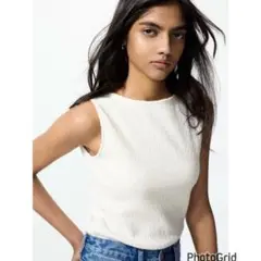 【完売品】UNIQLO シャーリングボートネックT ノースリーブ L