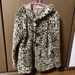 ヒョウ柄 コート 耳つき ファー