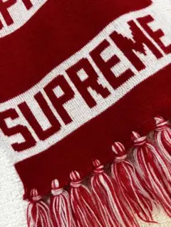 SUPREME ストライプマフラー 赤/白
