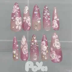 現品 ネイルチップ エンボスフラワー
