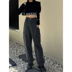 rienda（リエンダ） オーバーポケットJW DENIM PT BLK