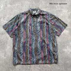 【reyn spooner】 90s レインスプーナー ボーダー柄 アロハシャツ
