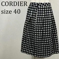 美品 コルディア CORDIER チェック柄 フレアスカート 40【352】