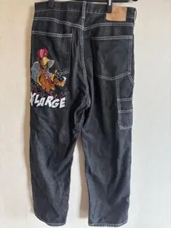 XLARGE ブラックデニム ワイドパンツ