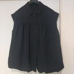 値下げ【美品】しまむら mysa田中里奈 ☆バルーンデザインブラウス （紺色）