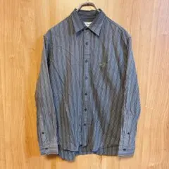 【Crocodile】クロコダイル　長袖シャツ　ストライプ柄　綿100% L
