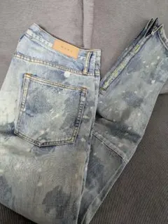 ミニマル mnml スプラッシュデニムパンツ 34 クラッシュ ダメージペイント