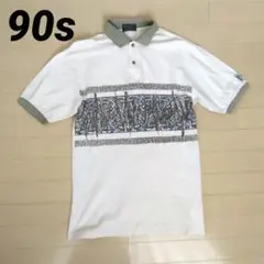 90s 平成 y2k DESCENTE GOLF ポロシャツ レトロ 幾何学模様