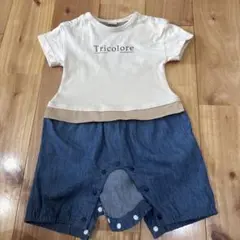トリコロールプリントロンパース 80cm