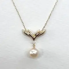 ✨美品✨ミキモト K18 パール 約7.9mm ダイヤモンド ネックレス