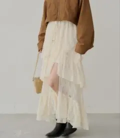 Chico スリットティアードレーススカート