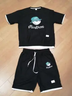 Malbon ゴルフキャラクターセットアップ ブラック サイズL