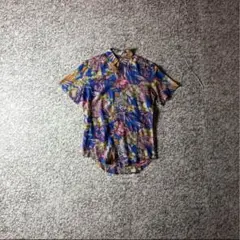 【300円スタート】ZARA MAN ボタニカル　総柄　透け感　S/Sシャツ