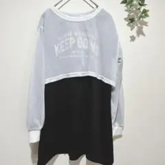SNIP SNAP レイヤード風トップス 150 メッシュ長袖カットソー