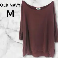 OLD NAVY【Ｍ】バーガンディ 五分袖 オフショルトップス カジュアル