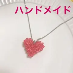 ハンドメイド スワロフスキー ビーズ ネックレス ペンダント ハート