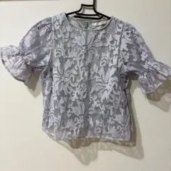 archives 薄紫 花柄刺繍 トップス 半袖