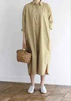 美品avec moi アヴェクモア 軽量ロングシャツワンピース L フェリシモ