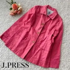ジェイプレス ステンカラージャケット コート ショート丈 11号 L ピンク