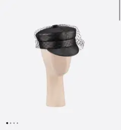 【美品】DIOR レザーキャスケット ラムスキン チュール付