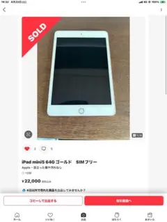 返品用　　iPad mini 5 64G ゴールド SIMフリー