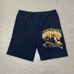 00s スウェット ハーフパンツ 薄手 カレッジロゴ ミシガン 古着 f843