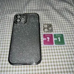 iPhone12 シルバーグリッターケース
