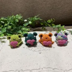 抱きしめカエル　4兄弟ストラップ付き