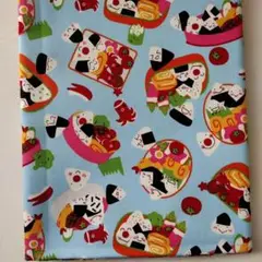 オックス布地　おむすびくん　楽しいお弁当[110cm×50cm]