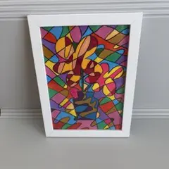 原画　カラフルな抽象画 花瓶デザイン