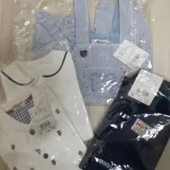ミキハウスホットビスケッツ新品オーバーオール、Tシャツ二枚、シンプルパンツ