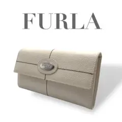 フルラ FURLA 長財布 本革 アイボリー ロゴプレート付き