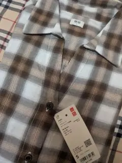 新品 UNIQLO ソフトブラッシュドチェックシャツ S 秋 ブラウン