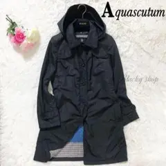 Aquascutum ステンカラー コート 中綿 ライナー 黒 10 フード