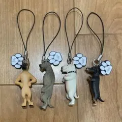 朝隈俊男　犬の毎日　フィギュアストラップ　4点セット　ダックスフンド　ブルテリア