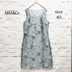 【イタリア製】MAX&Co. 光沢 花柄 ノースリーブ エモレ丈 ワンピース