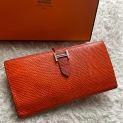 【限定価格】101 HERMES エルメス ベアン リザード 2つ折り長財布