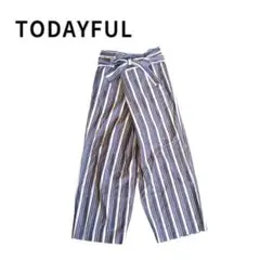 TODAYFUL トゥデイフル ワイドパンツ ストライプ ブルー ストライプ