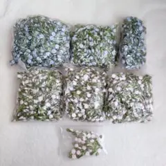 匿名配送✨ミニリボンバラ 大量 薄いピンク色 水色 緑 葉付き DIYクラフト