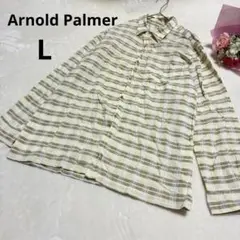 Arnold Palmer チェック柄長袖シャツ コットン パステルイエロー L