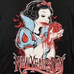 白雪姫　大判プリント　ゾンビ　映画　黒　ブラック　Tシャツ サイコ