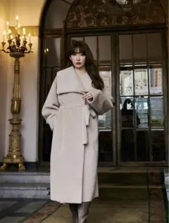 herlipto Grace Wrap Coat beig Mサイズ Grace Wrap Coat（ノーカラーコート）｜Her lip to（ハーリップ