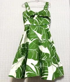 ケイトスペード　葉柄　リボン　フレアワンピース　綿シルク　katespade