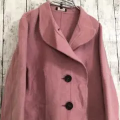 【ESCADA】アンゴラ混 ビッグカラー テーラードジャケット ピンク 38